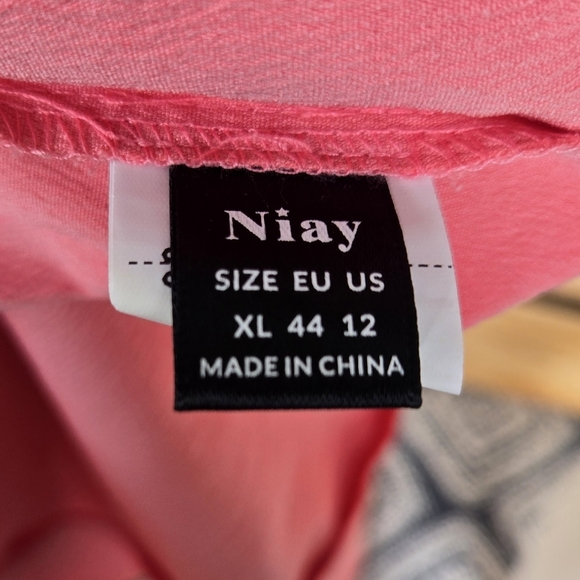 Niay Summer Dress Ruched Bust Puff Sleeve Square Neck Lace-up Back Sz XL - Picture 3 of 10